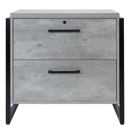 Lateral File Cabinet, Laminate, Two Drawers, Locking, Gray