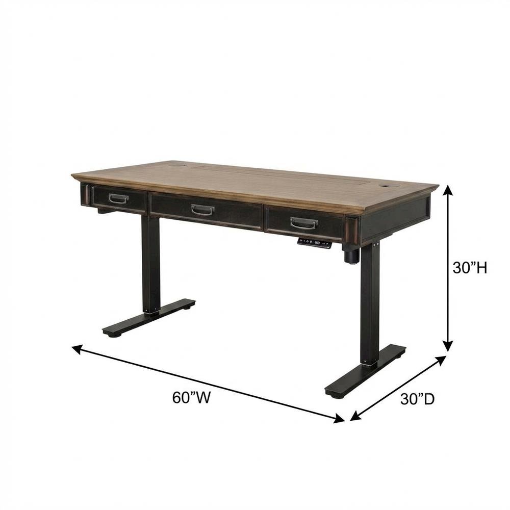 Height Adjustable Electric Desk, Black, Rustic Modern Design, Easy Assembly