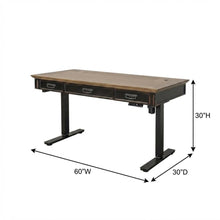 Height Adjustable Electric Desk, Black, Rustic Modern Design, Easy Assembly