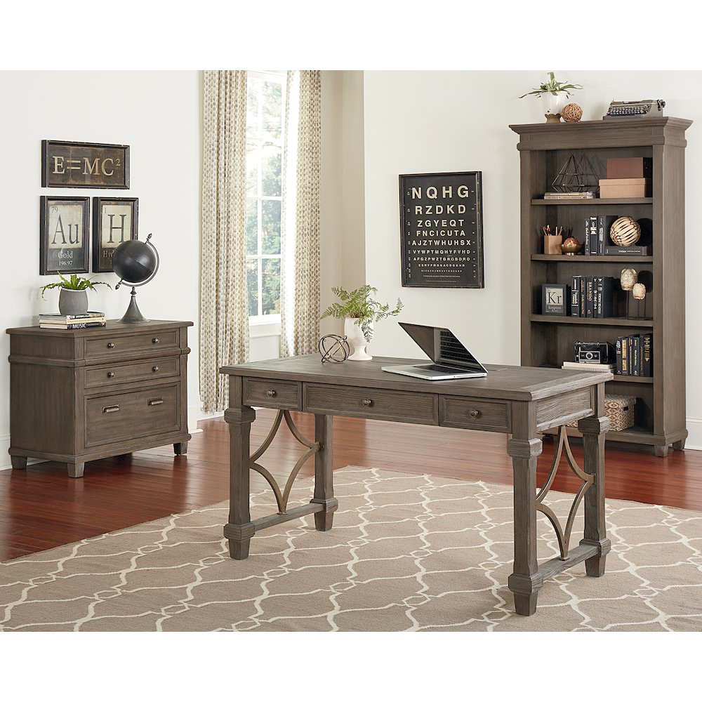 Carson Wood Writing Desk, Writing Table, Gray
