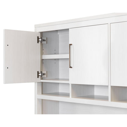 Contemporary Laminate Wood Office Desk & Hutch, Writing Table