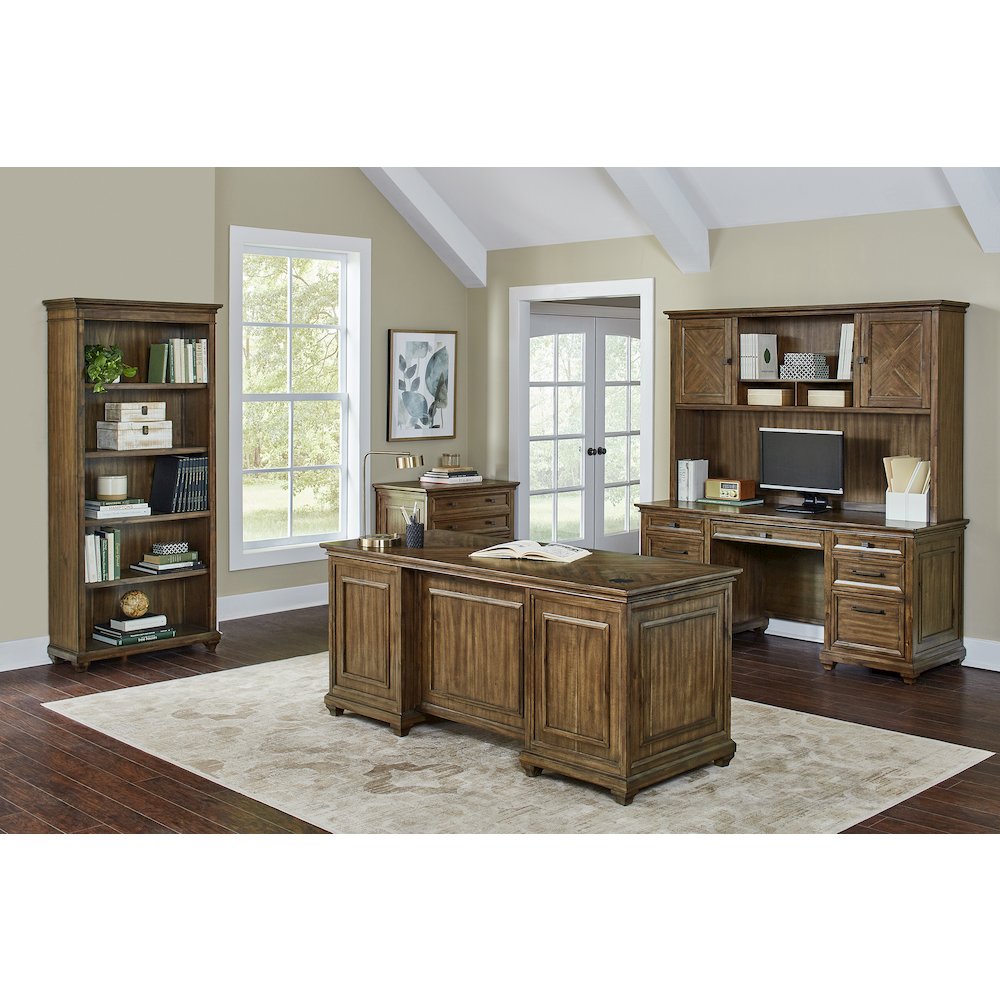 Porter Wood Open Bookcase, Fully Assembled, Brown