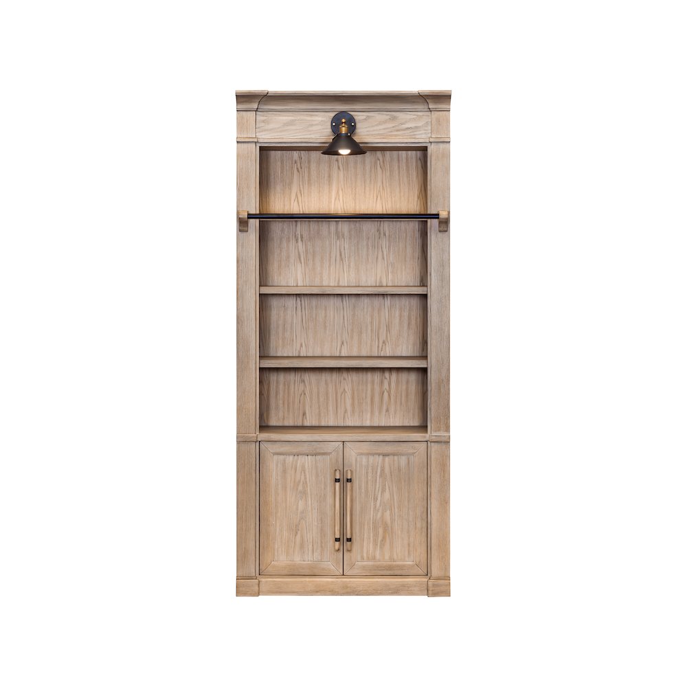 Three 8' Tall Bookcase Wall With Ladder, Storage Organizer, Display Shelf, Brown