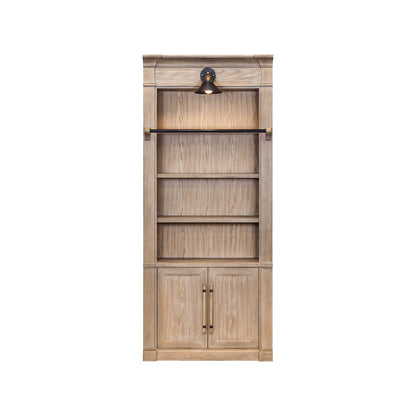 Three 8' Tall Bookcase Wall With Ladder, Storage Organizer, Display Shelf, Brown