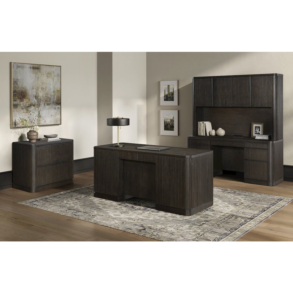 Tulane Executive Hutch With Wood Doors, Fully Assembled, Brown
