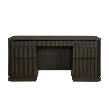 Contemporary Credenza in Warm Finish with Ample Storage