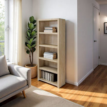 Wooden Bookshelf with 4 Shelves, Tall Bookcase for Living Room Use