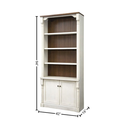 Tall Bookshelf With Doors – White Wood Bookcase With Storage Shelving