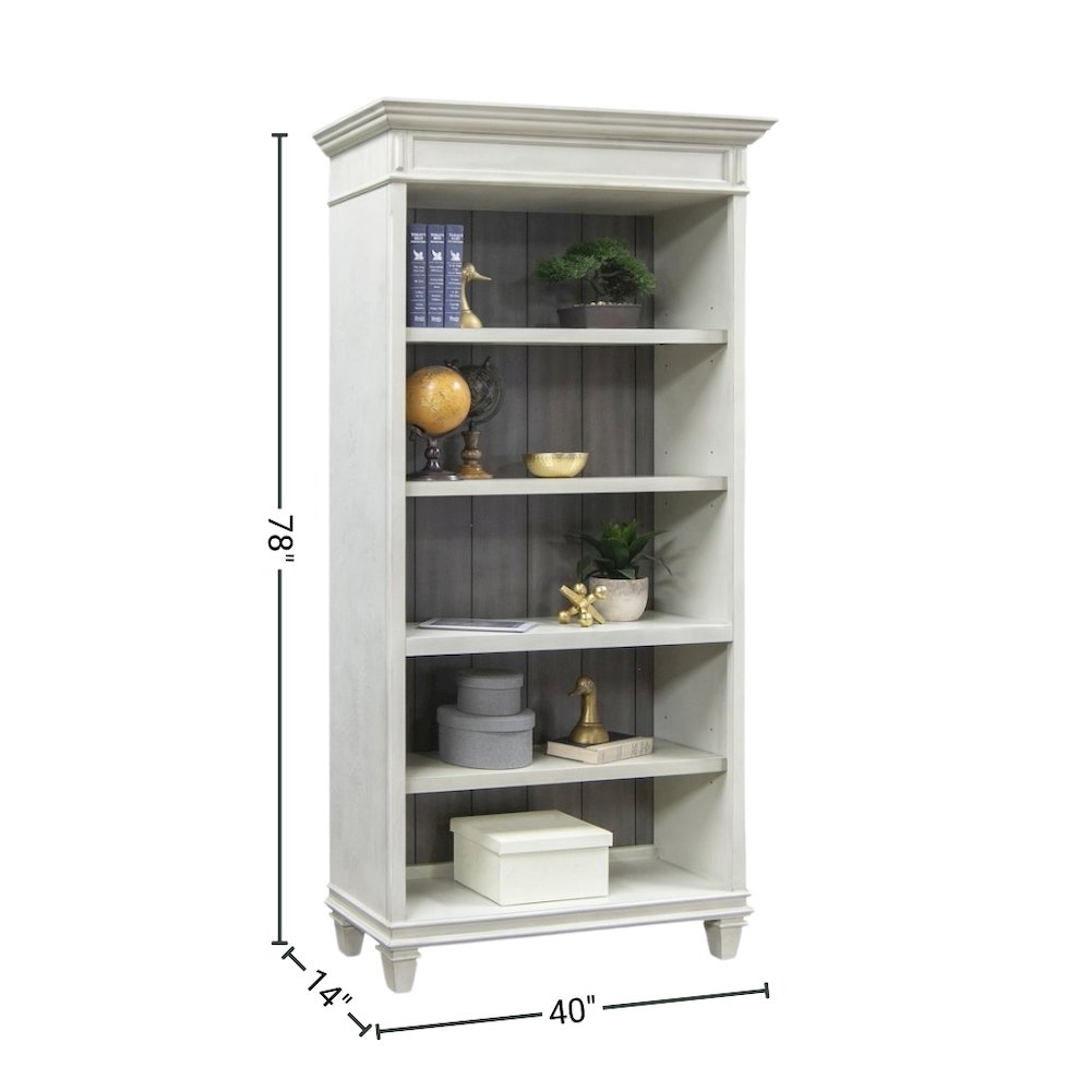 White Wooden Bookshelf – 4 Shelf Bookcase for Living Room or Office Use