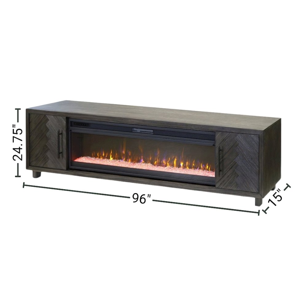 Gray Electric Fireplace TV Stand, Entertainment Console for Living Room