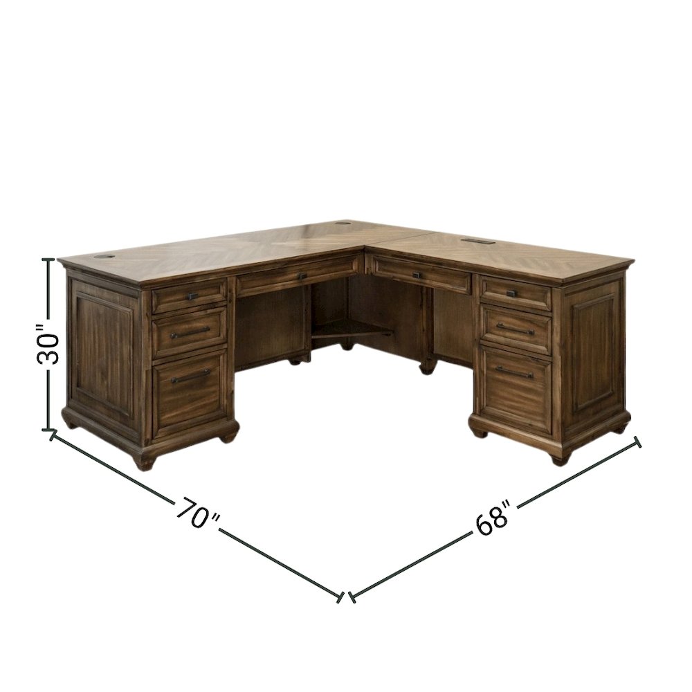 L Shape Desk with Drawers, Large Corner Desk with Storage for Office Use