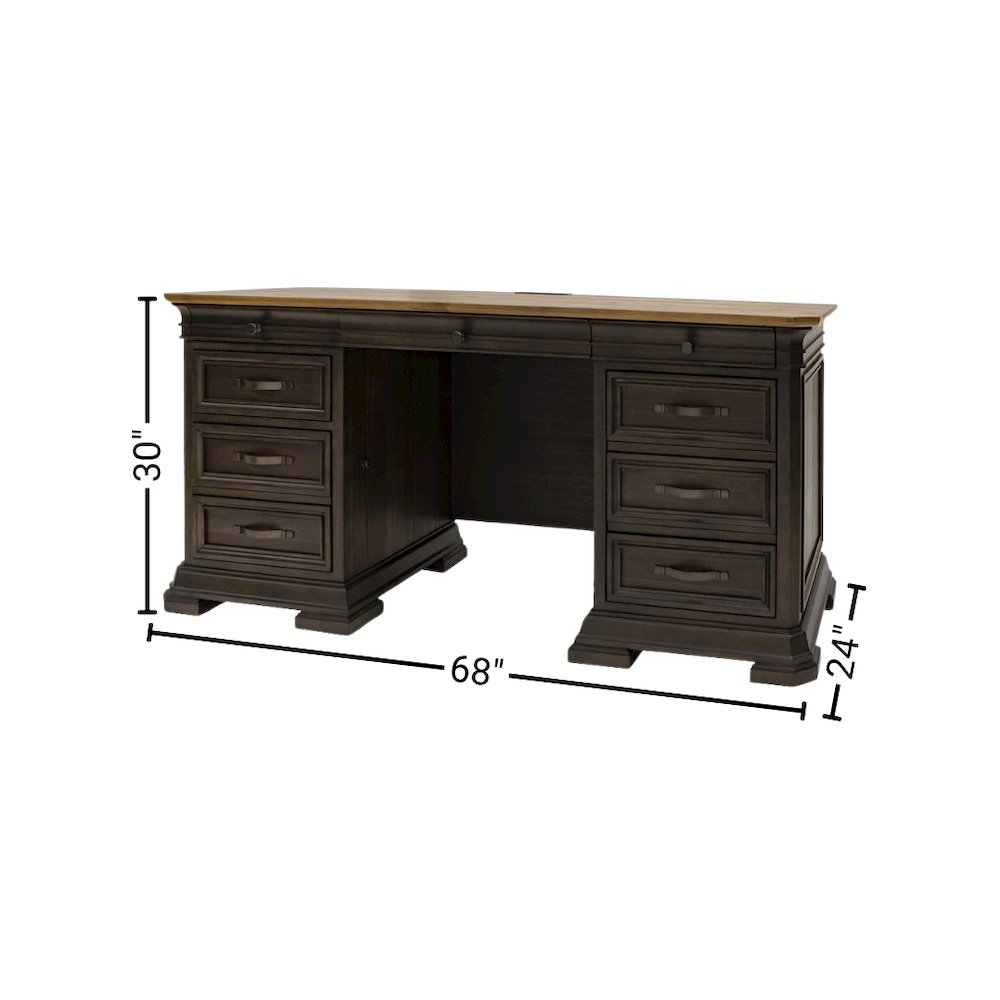 Brown Executive Desk With Drawers – Wooden Office Desk With File Storage