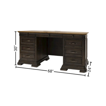 Brown Executive Desk With Drawers – Wooden Office Desk With File Storage