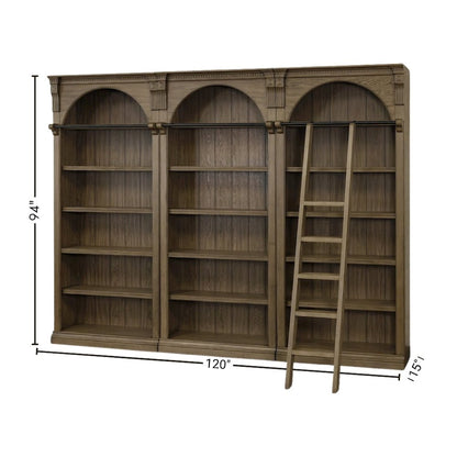 Tall Ladder Bookcase Wall Unit with Storage, Barrister Library Design
