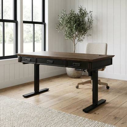 Height Adjustable Electric Desk, Black, Rustic Modern Design, Easy Assembly