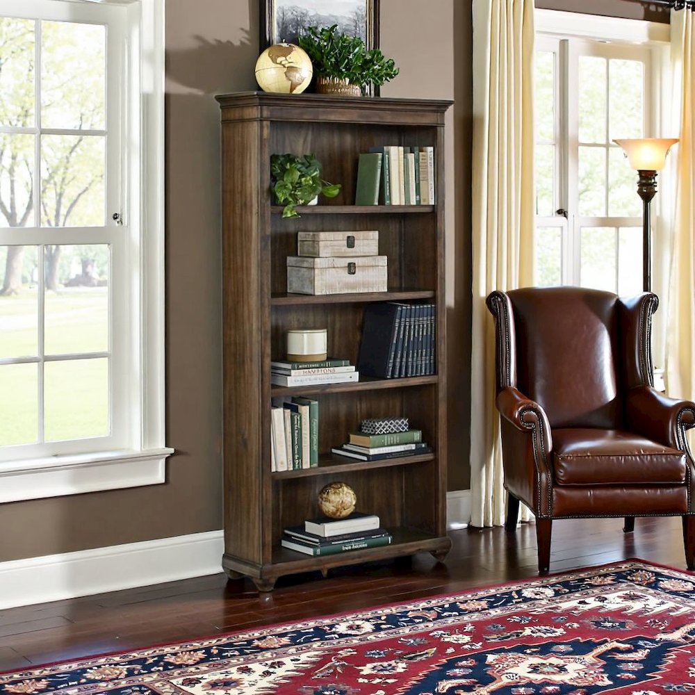 Brown 4 Shelf Bookcase – Wooden Bookshelf for Living Room or Office Use