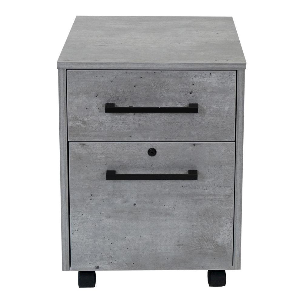 Two Drawer File Cabinet, Laminate, Rolling Casters, Locking, Gray