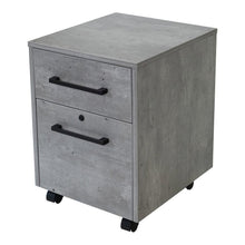 Two Drawer File Cabinet, Laminate, Rolling Casters, Locking, Gray
