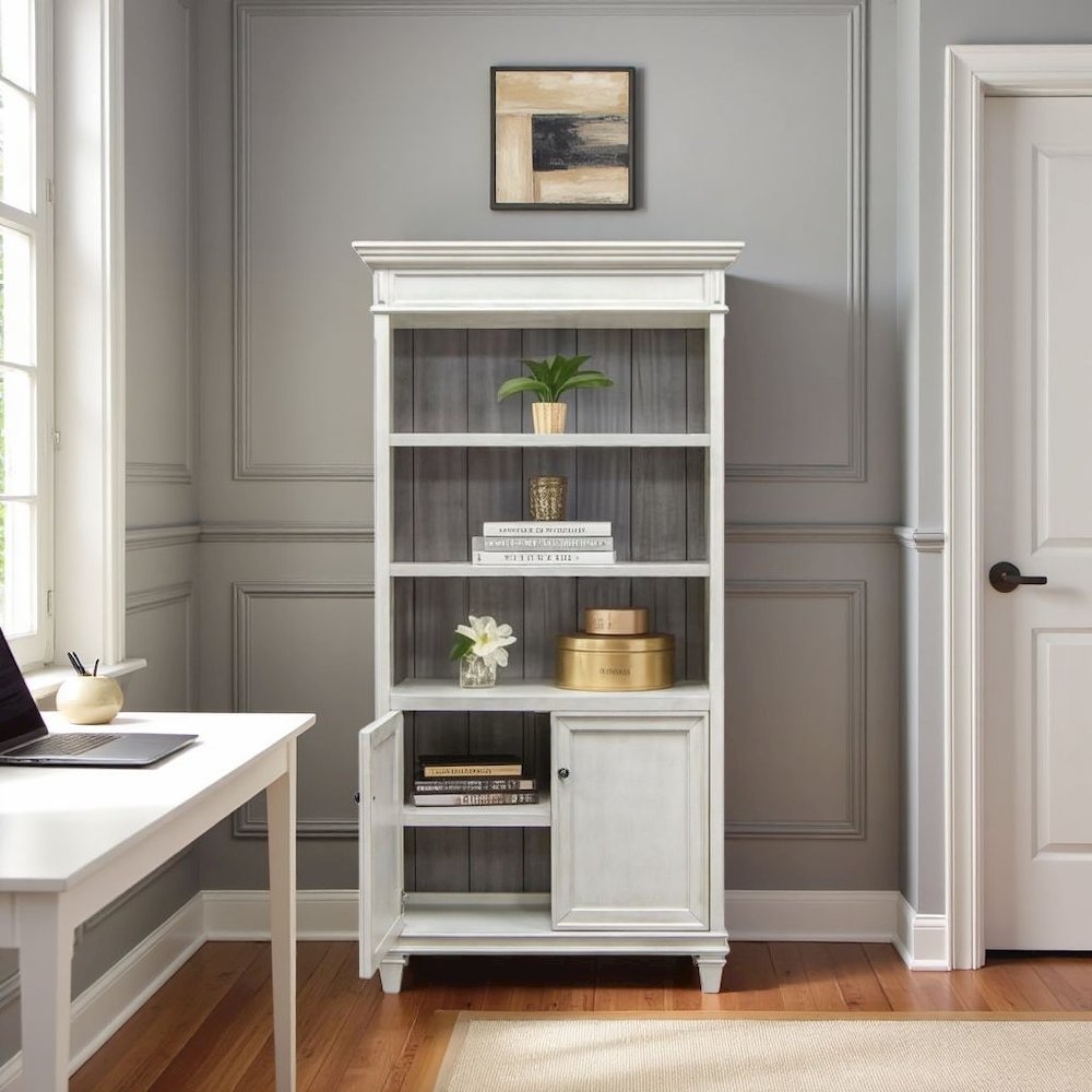 White Bookcase With Doors, Bookcase With Storage, Tall Bookshelf Unit