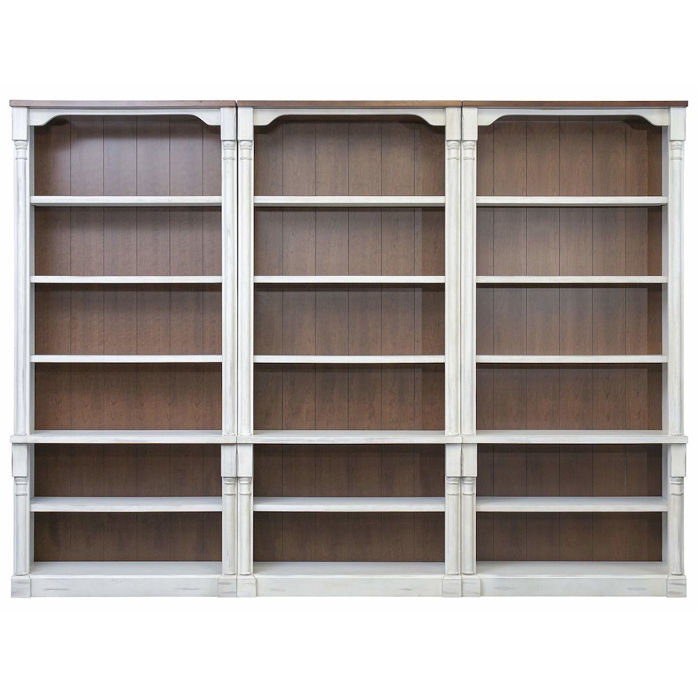 Durham Three Rustic Open 8' Wood Bookcases, White