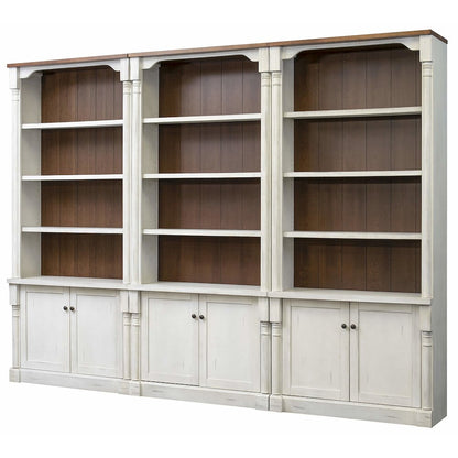Durham Three Rustic 8' Wood Bookcases With Doors, White