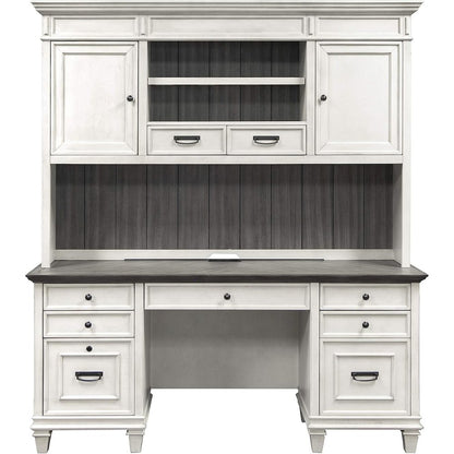 Wood Hutch with Wire Mesh Doors, 2 Utility Drawers, 1 Shelf, White Finish