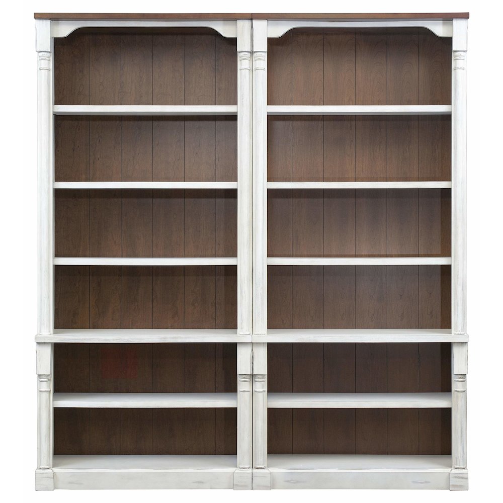 Durham Two Rustic Open 8' Wood Bookcase, White