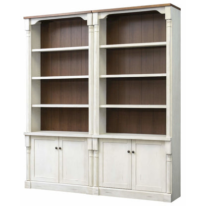 Durham Two Rustic 8' Wood Bookcases With Doors, White