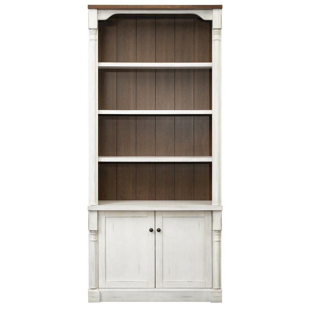 Tall Bookshelf With Doors – White Wood Bookcase With Storage Shelving