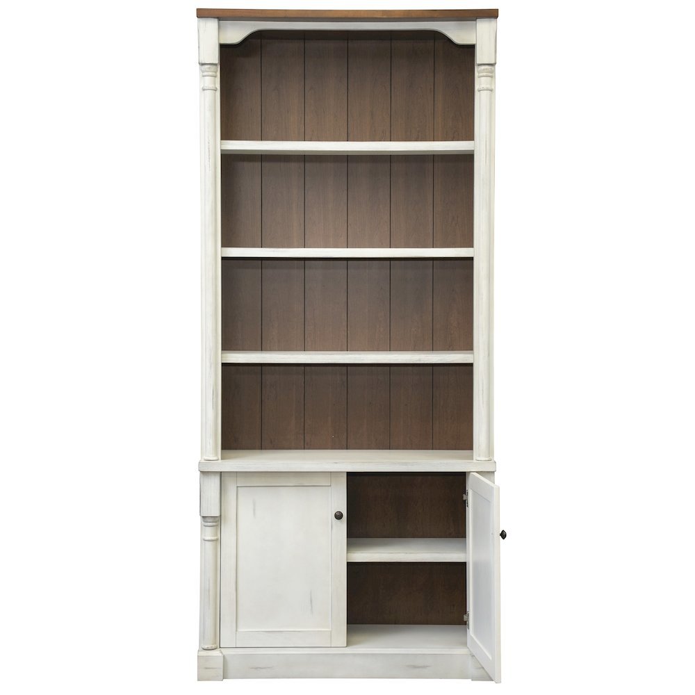 Tall Bookshelf With Doors – White Wood Bookcase With Storage Shelving