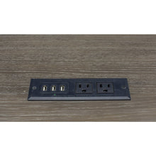 Wood Writing Desk, 3 Drawers, Power Center, Charging Shelf, Gray Finish