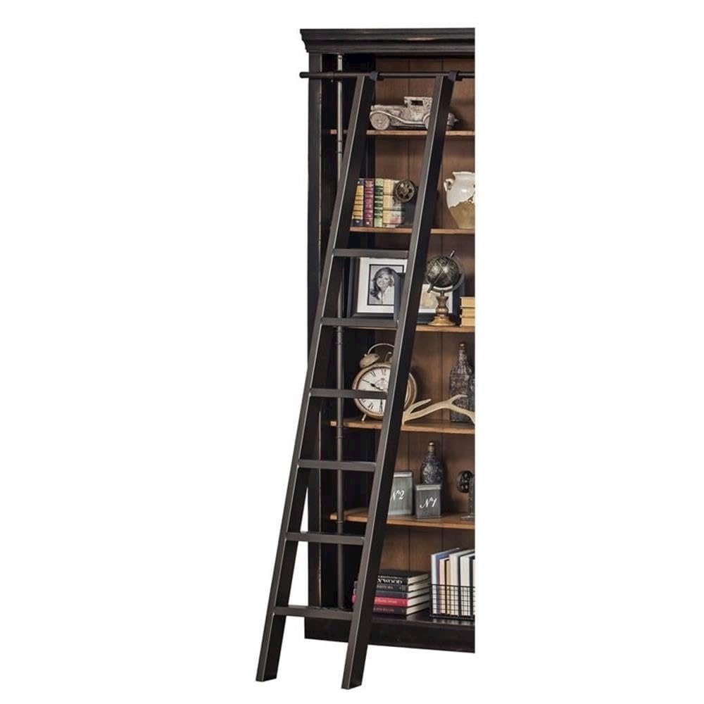 Metal Rolling Ladder, 8-Foot Tall Bookcase Companion, Black
