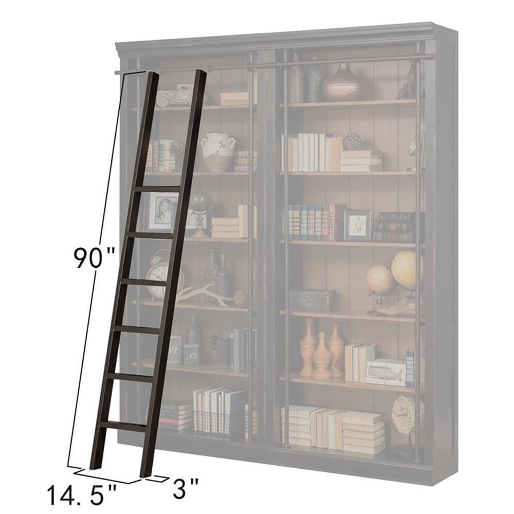 Metal Rolling Ladder, 8-Foot Tall Bookcase Companion, Black