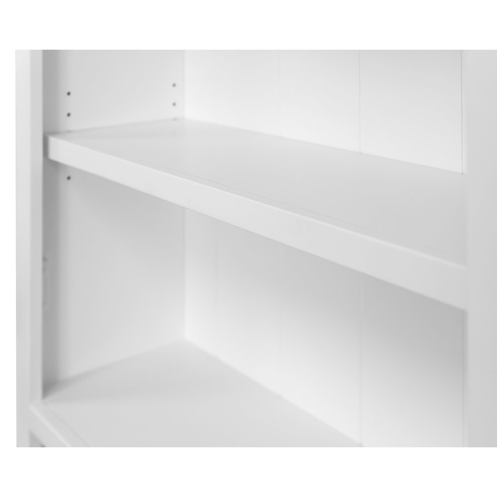 Wood Open Bookcase, 3 Adjustable Shelves, Fixed Shelf, White