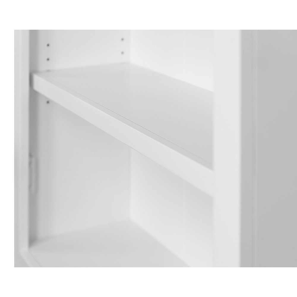 Modern Wood Lower Doors Bookcase, Fully Assembled, 3 Adjustable Shelves, White