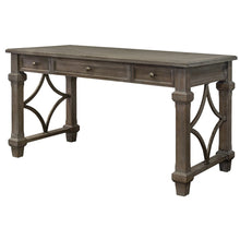 Wood Writing Desk, 3 Drawers, Power Center, Charging Shelf, Gray Finish