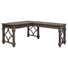 Wood Open L-Desk & Return, 2 Drawers, Center Pencil Drawer, Gray