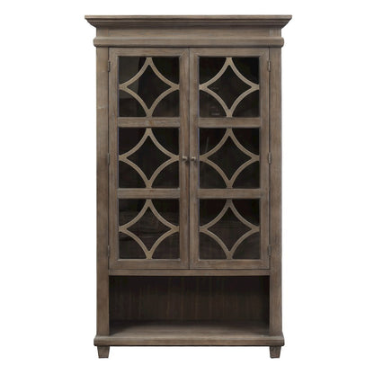 Gray Bookcase with Glass Doors and Storage Cabinet for Display