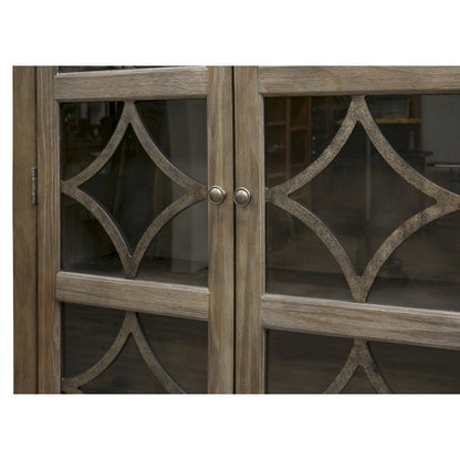 Gray Bookcase with Glass Doors and Storage Cabinet for Display