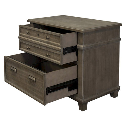 Gray Wood File Cabinet with Lock, Lateral 3 Drawer Storage Unit