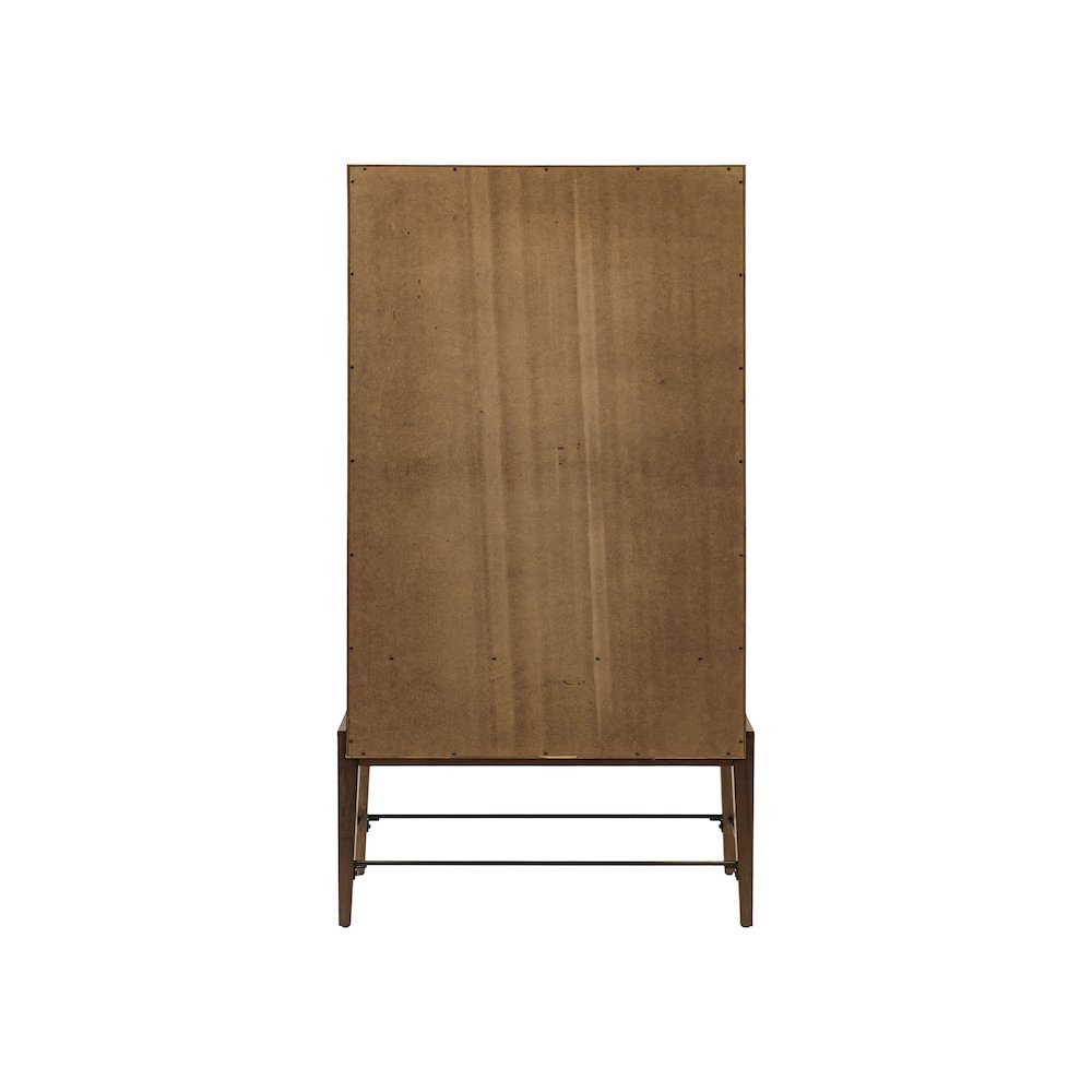 Glass Door Bookcase with Storage Drawer and Adjustable Shelves, Brown Finish