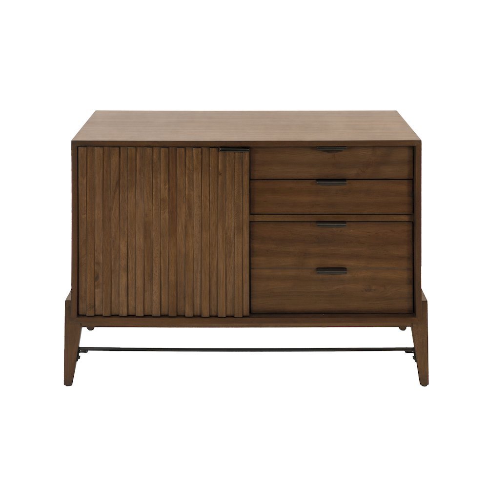 Small Console Table, File Drawer, 3 Drawers, Cabinet Storage, Brown