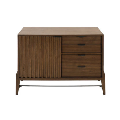 Small Console Table, File Drawer, 3 Drawers, Cabinet Storage, Brown