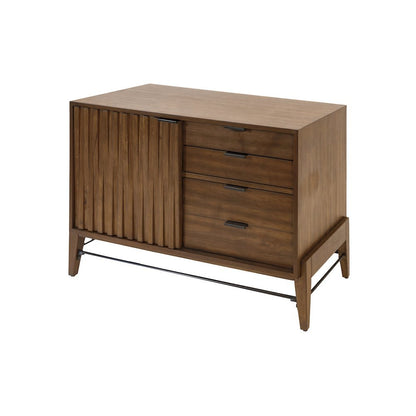 Small Console Table, File Drawer, 3 Drawers, Cabinet Storage, Brown