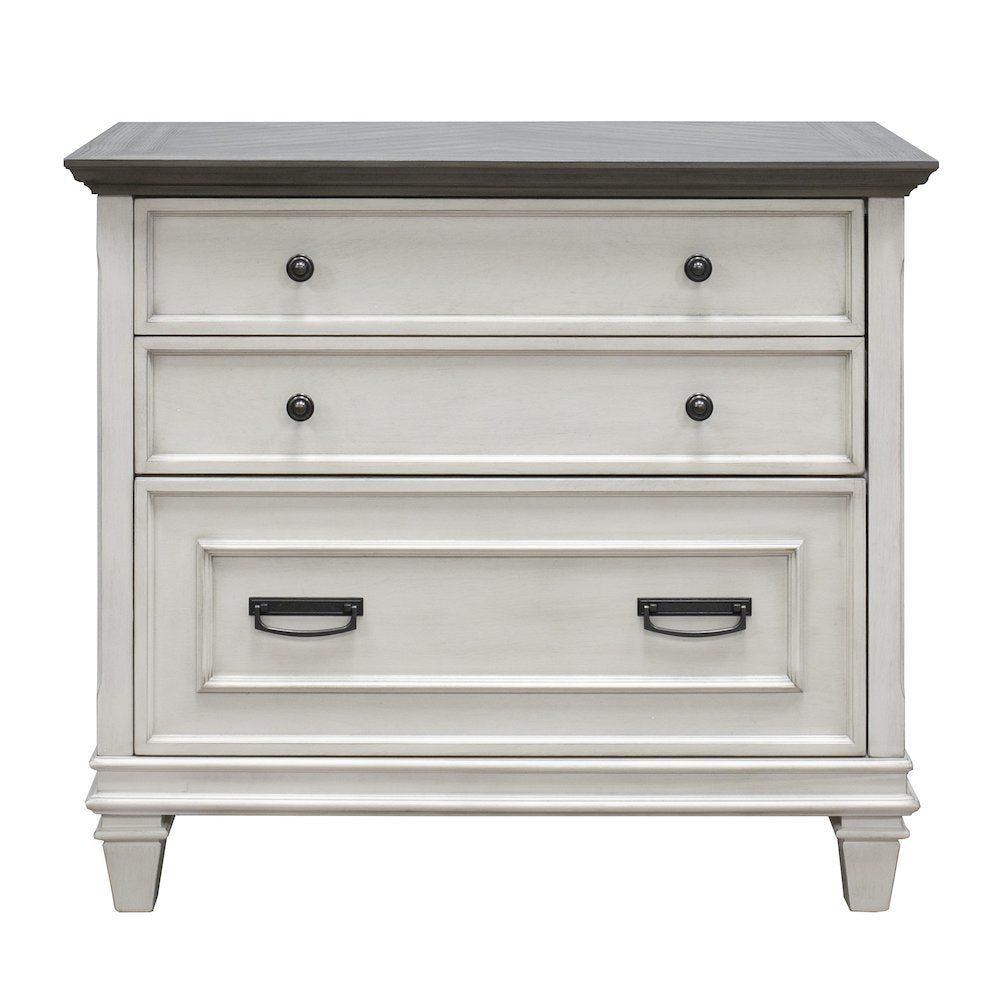 White Wood File Cabinet with Lock, 3-Drawer Lateral Filing Cabinet