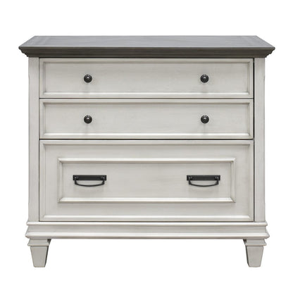 White Wood File Cabinet with Lock, 3-Drawer Lateral Filing Cabinet