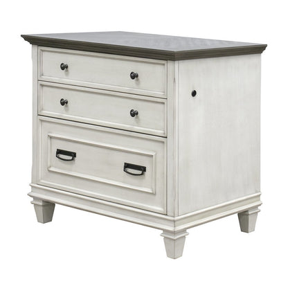 White Wood File Cabinet with Lock, 3-Drawer Lateral Filing Cabinet
