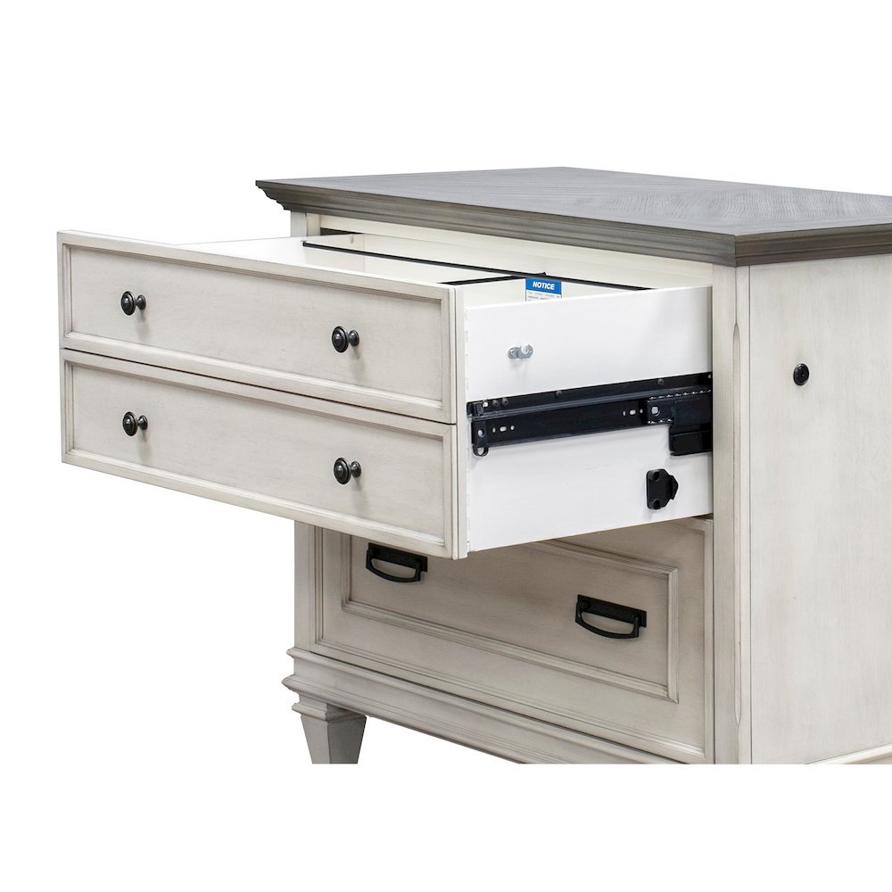 White Wood File Cabinet with Lock, 3-Drawer Lateral Filing Cabinet