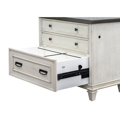 White Wood File Cabinet with Lock, 3-Drawer Lateral Filing Cabinet
