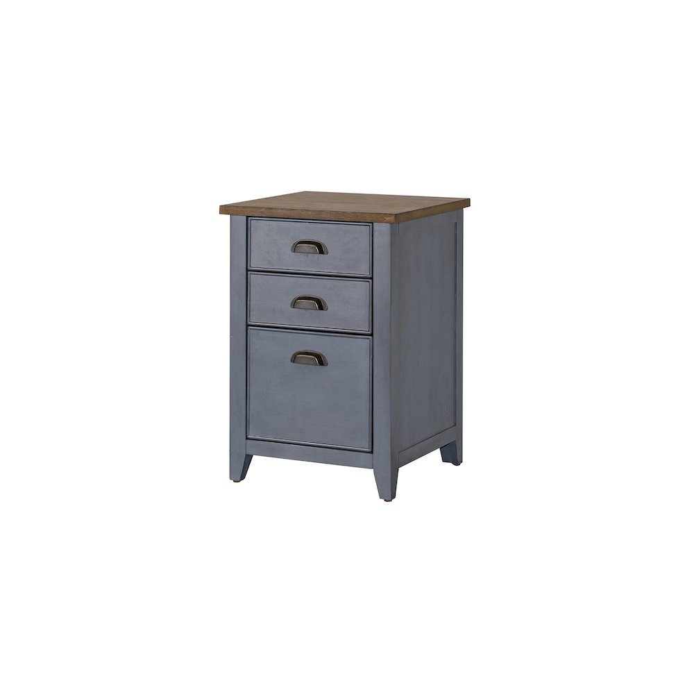 Three Drawer Wood File Cabinet, 1 Letter-Size File, 2 Utility, Blue